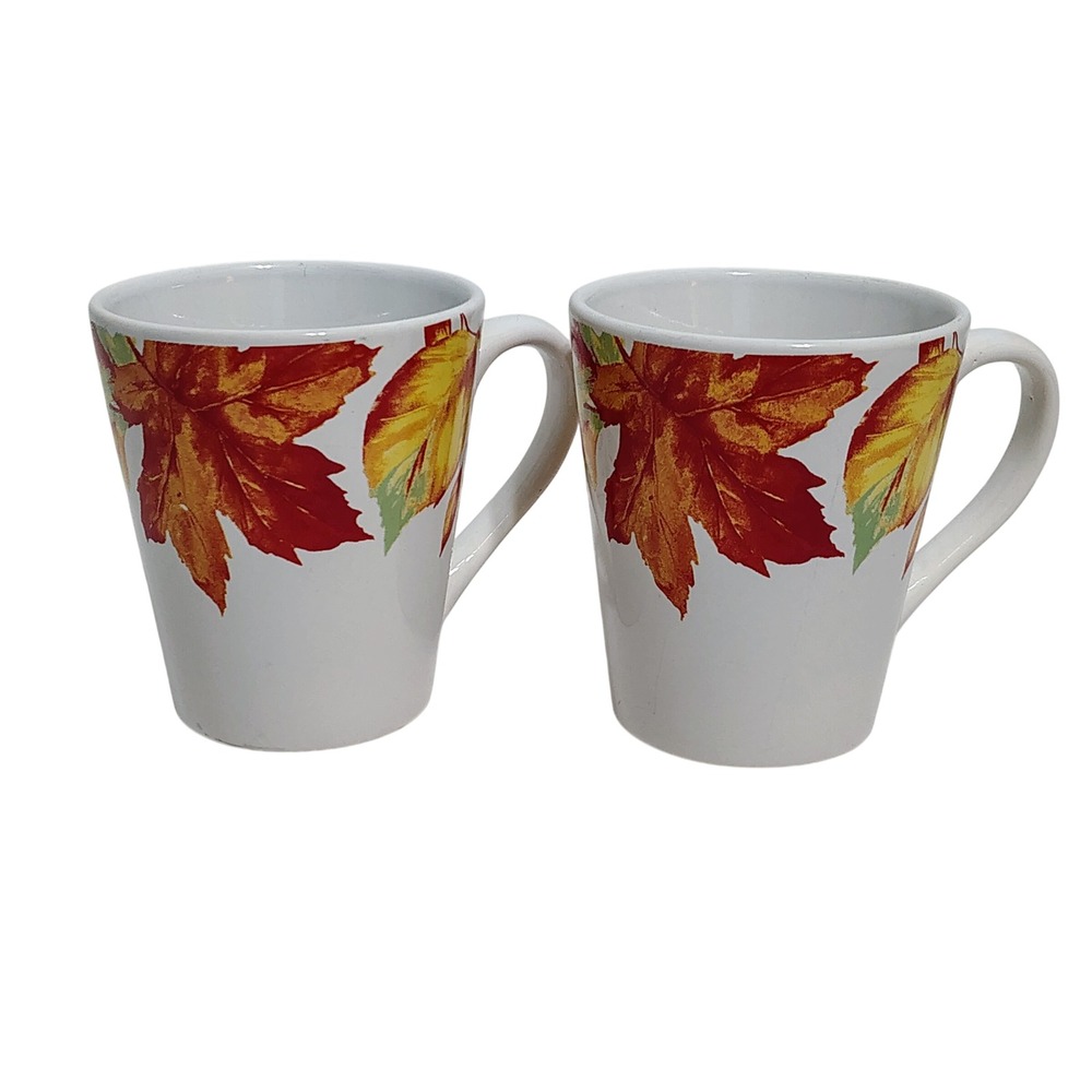2 Royal Norfolk Fall Leaf Acorn Mugs Coffee Tea Cups‎ Microwave Dishwasher Safe